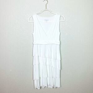NY & CO Bright White Tiered Dress Size S